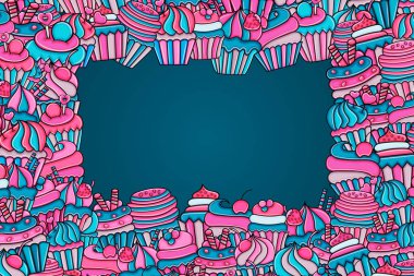 Cupcake karikatür doodle arka plan tasarım
