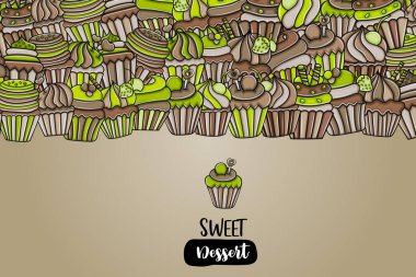 Cupcake karikatür doodle arka plan tasarım