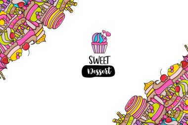 Cupcake karikatür doodle arka plan tasarım
