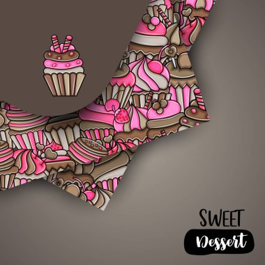 Cupcake karikatür doodle arka plan tasarım