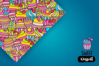Cupcake karikatür doodle arka plan tasarım