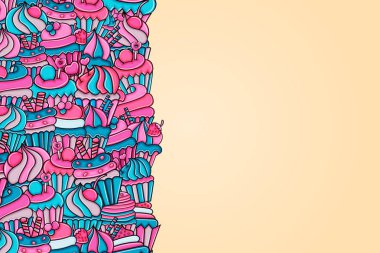 Cupcake karikatür doodle arka plan tasarım
