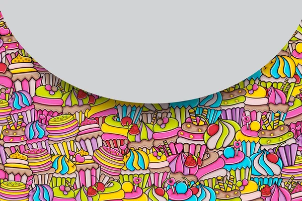 Cupcake karikatür doodle arka plan tasarım
