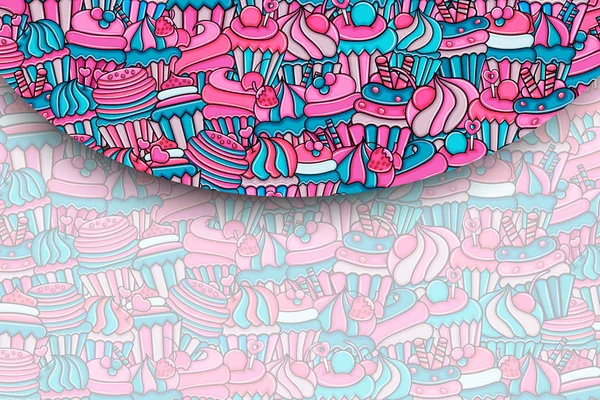 Cupcake karikatür doodle arka plan tasarım