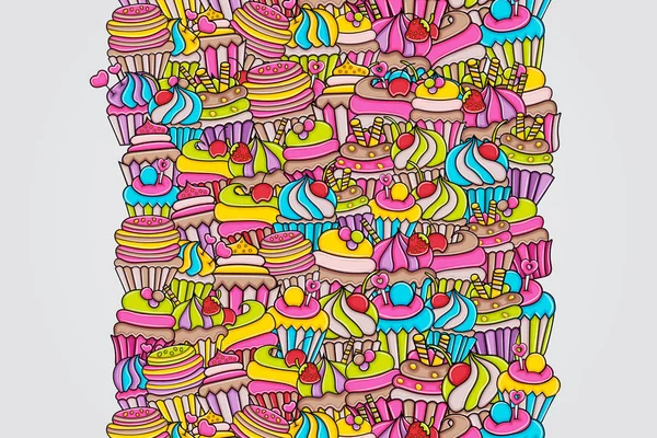 Cupcake karikatür doodle arka plan tasarım