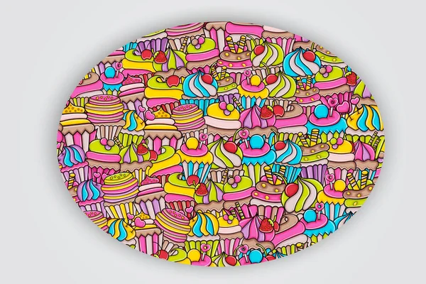 Cupcake karikatür doodle arka plan tasarım