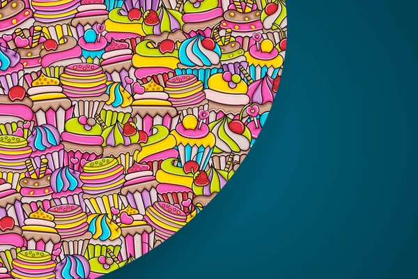 Cupcake karikatür doodle arka plan tasarım