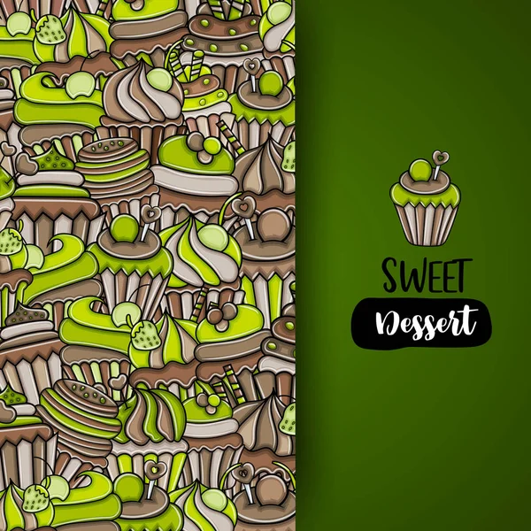 Cupcake karikatür doodle arka plan tasarım