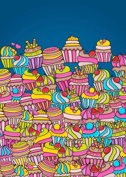 Cupcake karikatür doodle arka plan tasarım