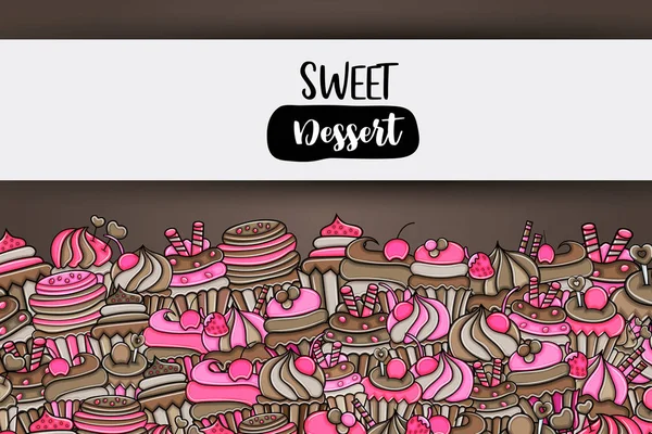 Cupcake karikatür doodle arka plan tasarım