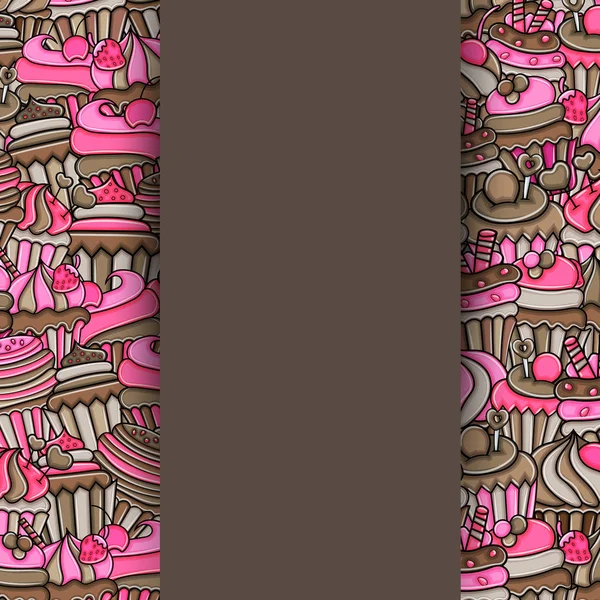 Cupcake karikatür doodle arka plan tasarım