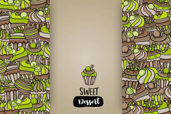Cupcake karikatür doodle arka plan tasarım