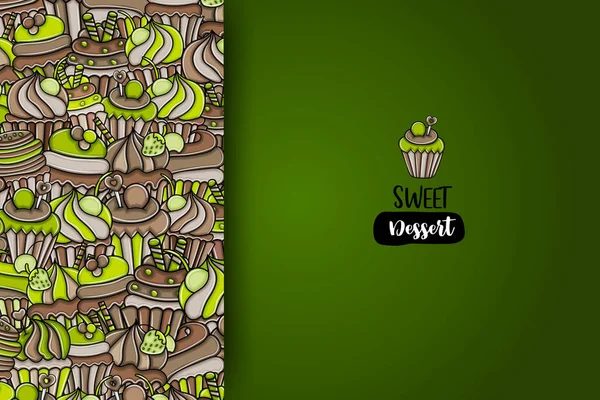 Cupcake karikatür doodle arka plan tasarım