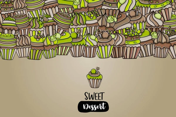 Cupcake karikatür doodle arka plan tasarım