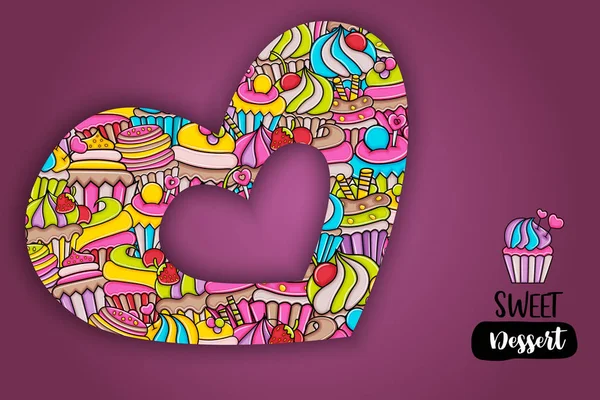 Cupcake karikatür doodle arka plan tasarım