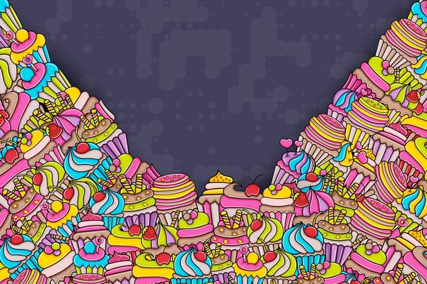Cupcake karikatür doodle arka plan tasarım