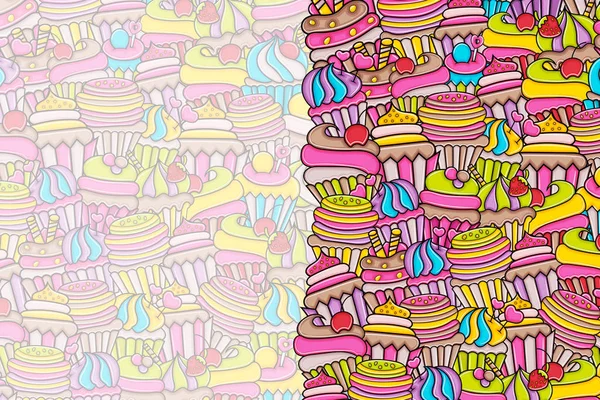 Cupcake karikatür doodle arka plan tasarım