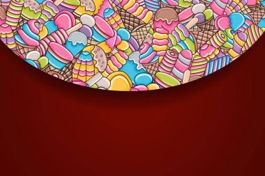 Dondurma karikatür doodle arka plan tasarım.