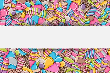 Dondurma karikatür doodle arka plan tasarım.