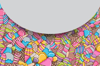 Dondurma karikatür doodle arka plan tasarım.