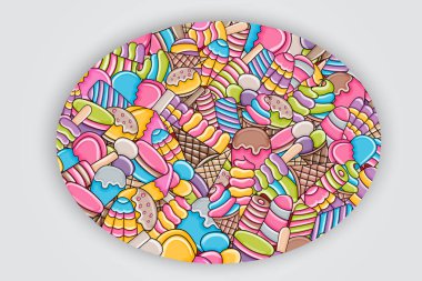 Dondurma karikatür doodle arka plan tasarım.