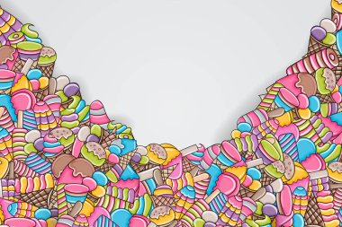 Dondurma karikatür doodle arka plan tasarım.