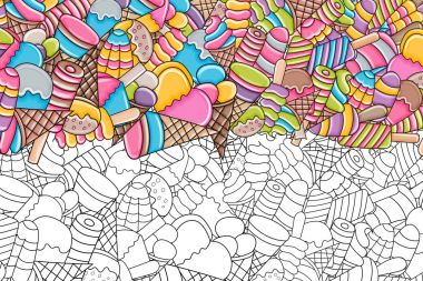 Dondurma karikatür doodle arka plan tasarım.