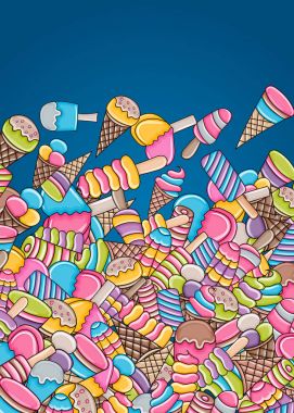 Dondurma karikatür doodle arka plan tasarım.