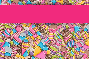 Dondurma karikatür doodle arka plan tasarım.