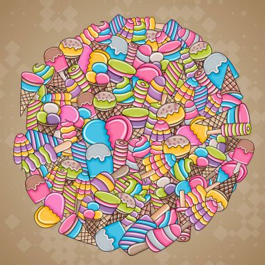 Dondurma karikatür doodle arka plan tasarım.