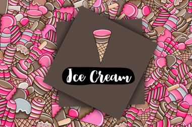 Dondurma karikatür doodle arka plan tasarım.