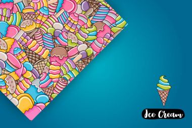 Dondurma karikatür doodle arka plan tasarım.