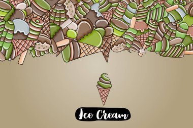 Dondurma karikatür doodle arka plan tasarım.