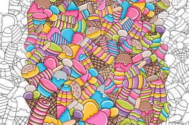 Dondurma karikatür doodle arka plan tasarım.