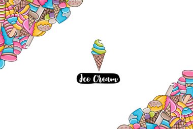 Dondurma karikatür doodle arka plan tasarım.