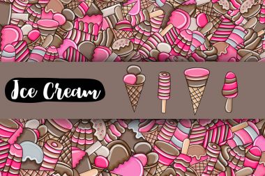 Dondurma karikatür doodle arka plan tasarım.