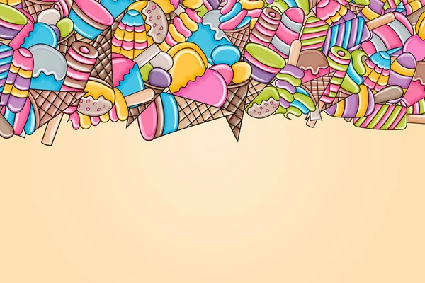 Eis Cartoon Doodle Hintergrunddesign. — Stockvektor