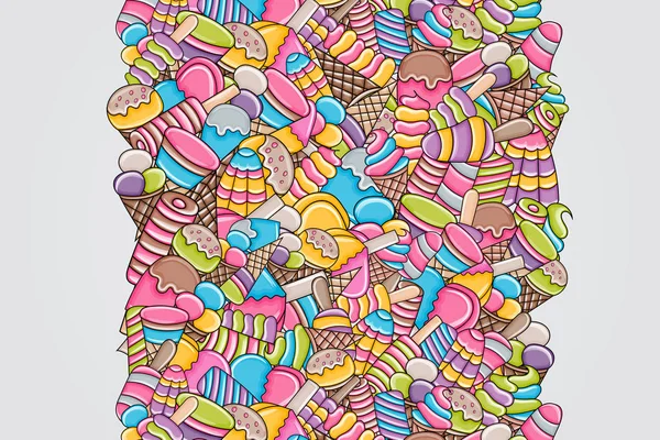 Ice cream tecknad doodle bakgrundsdesign. — Stock vektor