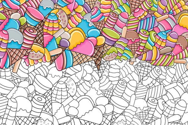 Dondurma karikatür doodle arka plan tasarım.