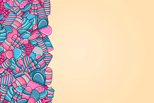 Dondurma karikatür doodle arka plan tasarım.