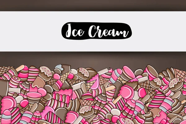 Ice cream rajzfilm doodle alnyomatban. — Stock Vector