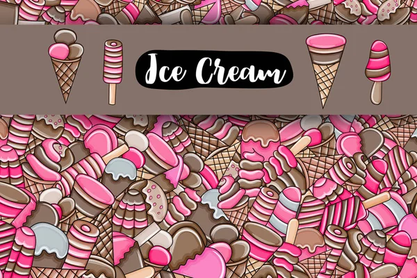 Dondurma karikatür doodle arka plan tasarım.
