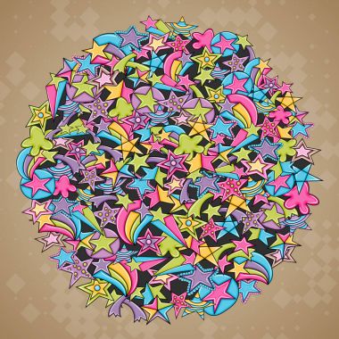 Yıldız karikatür doodle tasarlamak zemin. Şirin arka plan kavramı fo