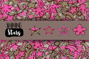 Yıldız karikatür doodle tasarlamak zemin. Şirin arka plan kavramı