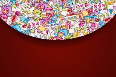 3d karikatür tarzı sağlık kavram. Arka plan tasarım doodle.