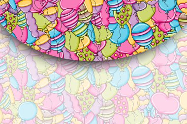 3 boyutlu çizgi film doodle arka plan tasarım doğum günü ve kutlama kavramında balonlar.