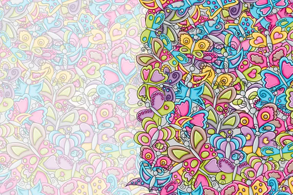 Kelebekler kavramı 3d çizgi film doodle arka tasarımında yaz..