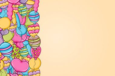 3 boyutlu çizgi film doodle arka plan tasarım doğum günü ve kutlama kavramında balonlar.