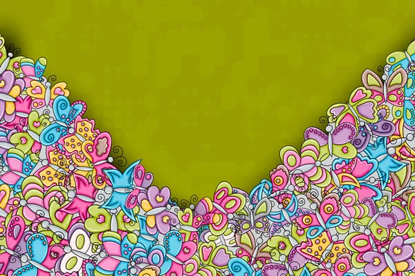 Schmetterlinge Sommer Konzept in 3D Cartoon Doodle Hintergrunddesign. — Stockvektor