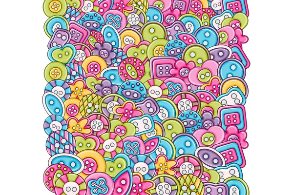 Dikiş düğmeleri el yapımı craft kavramı. 3D çizgi film doodle arka plan tasarım.